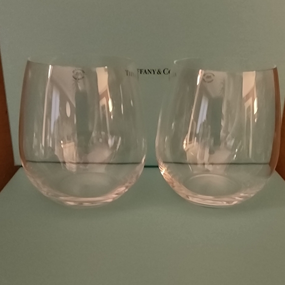 TIFFANY STEMLESS RED WINE GLASSES NIB SET OF 2 - Picture 5 of 6